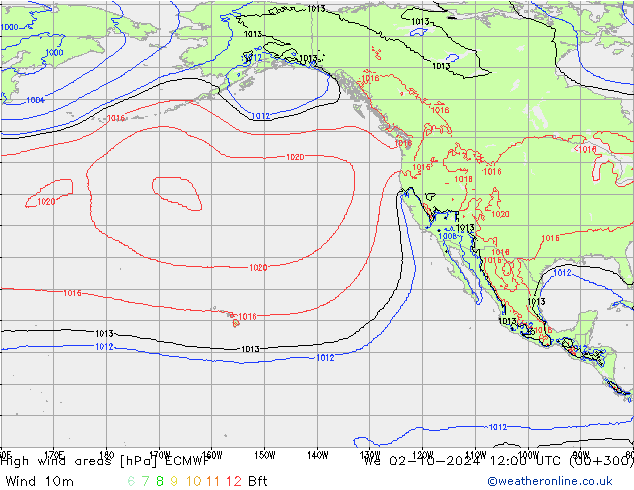 High wind areas ECMWF ср 02.10.2024 12 UTC