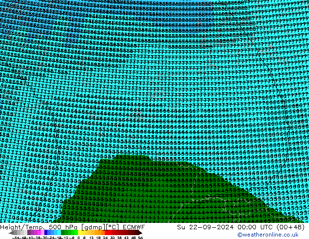 Height/Temp. 500 hPa ECMWF Su 22.09.2024 00 UTC