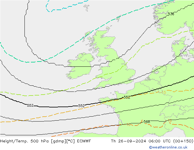 Géop./Temp. 500 hPa ECMWF jeu 26.09.2024 06 UTC