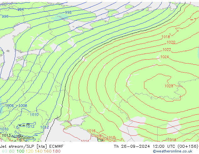 Prąd strumieniowy ECMWF czw. 26.09.2024 12 UTC