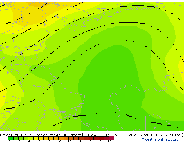 Géop. 500 hPa Spread ECMWF jeu 26.09.2024 06 UTC