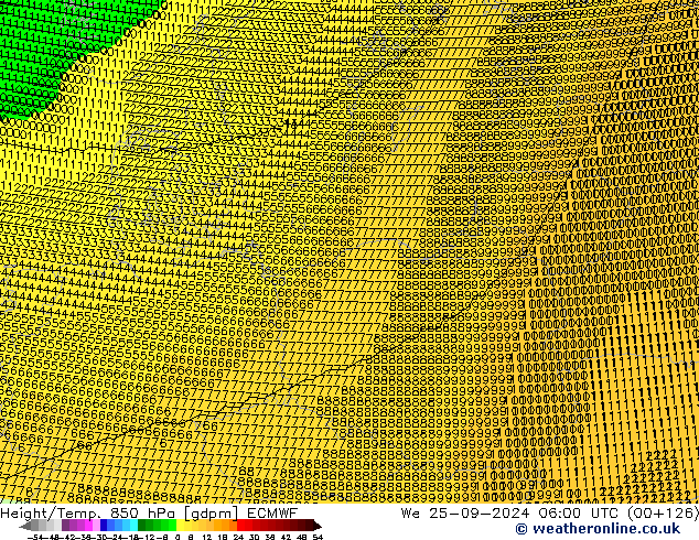 Height/Temp. 850 hPa ECMWF We 25.09.2024 06 UTC