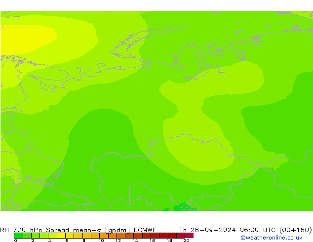 RH 700 hPa Spread ECMWF Th 26.09.2024 06 UTC