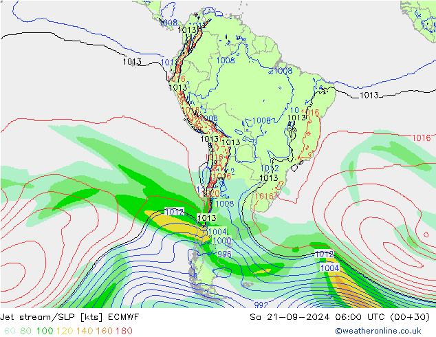 Jet Akımları/SLP ECMWF Cts 21.09.2024 06 UTC