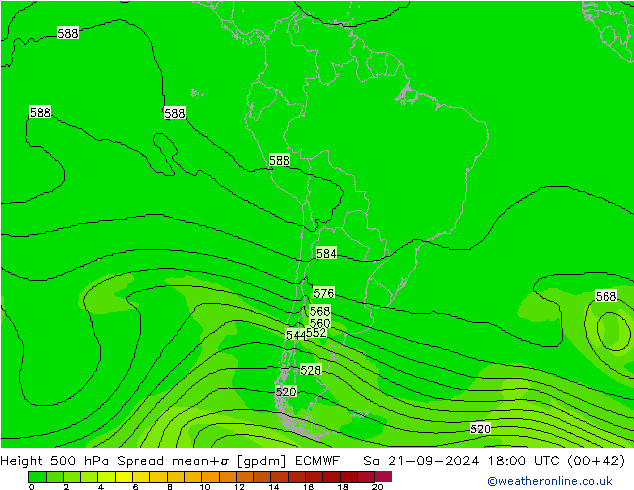 Height 500 hPa Spread ECMWF  21.09.2024 18 UTC