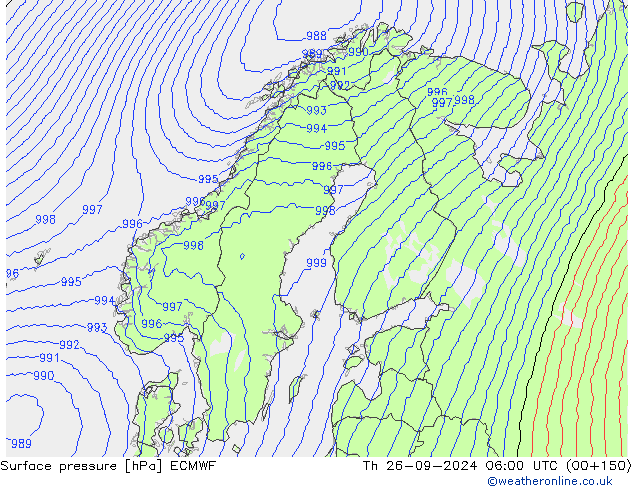 pression de l'air ECMWF jeu 26.09.2024 06 UTC