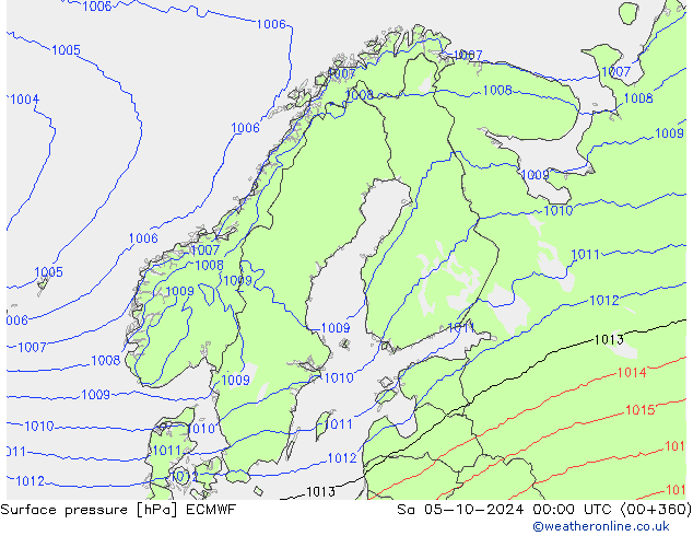 Bodendruck ECMWF Sa 05.10.2024 00 UTC