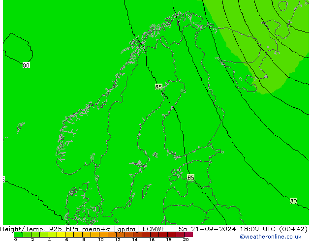 Géop./Temp. 925 hPa ECMWF sam 21.09.2024 18 UTC