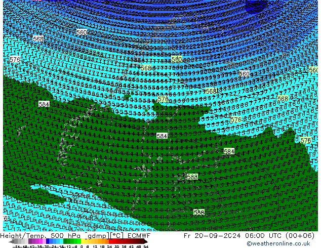 Height/Temp. 500 hPa ECMWF pt. 20.09.2024 06 UTC