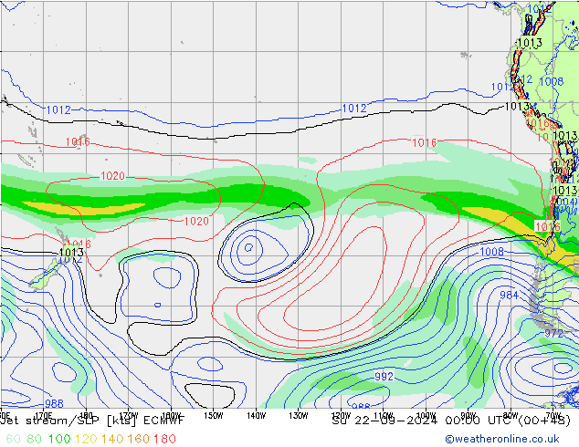 джет/приземное давление ECMWF Вс 22.09.2024 00 UTC