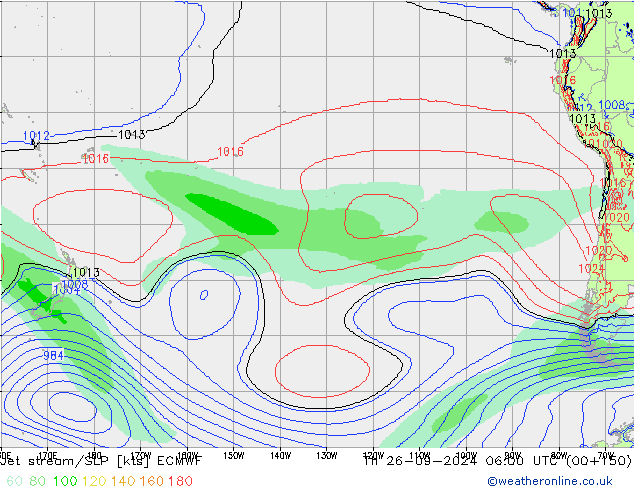 Straalstroom/SLP ECMWF do 26.09.2024 06 UTC