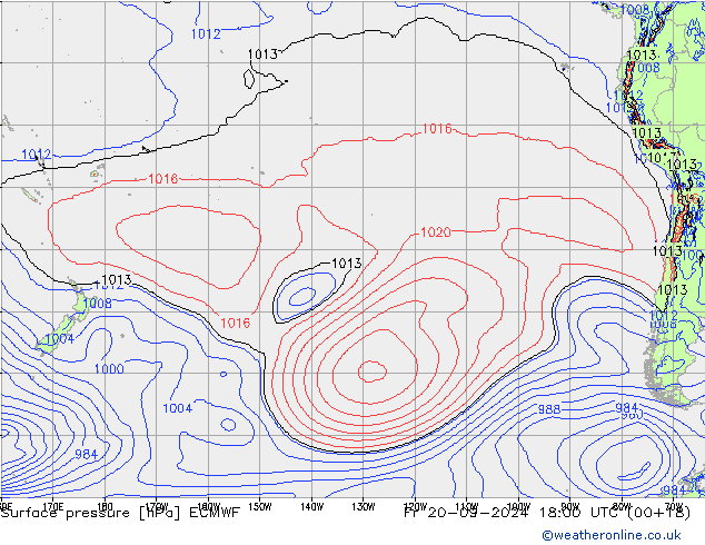 Atmosférický tlak ECMWF Pá 20.09.2024 18 UTC