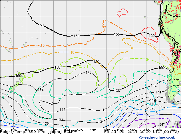 Height/Temp. 850 hPa ECMWF Mo 23.09.2024 00 UTC