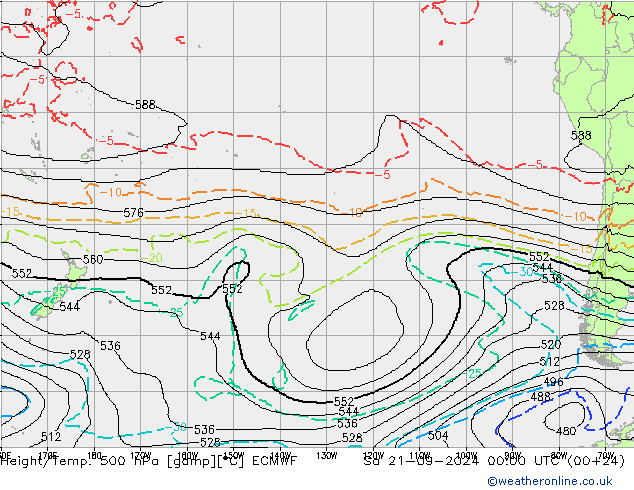 Yükseklik/Sıc. 500 hPa ECMWF Cts 21.09.2024 00 UTC