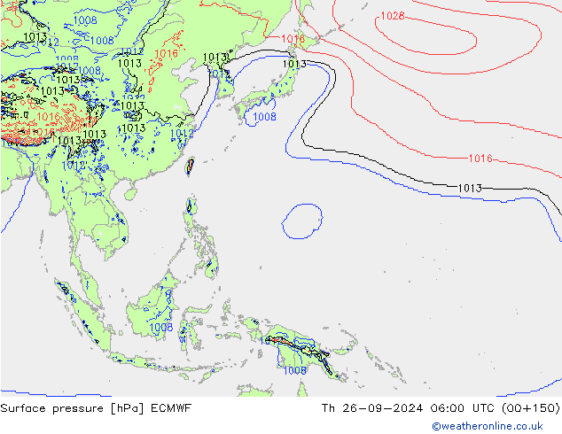 Presión superficial ECMWF jue 26.09.2024 06 UTC