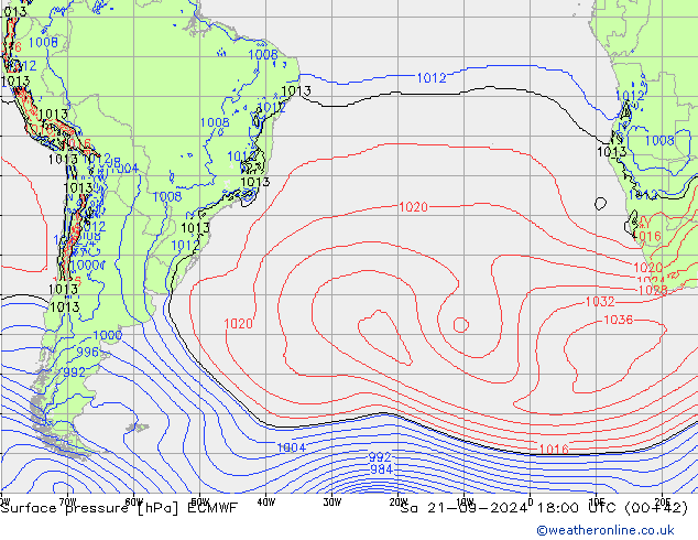 pression de l'air ECMWF sam 21.09.2024 18 UTC