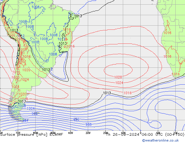 Atmosférický tlak ECMWF Čt 26.09.2024 06 UTC