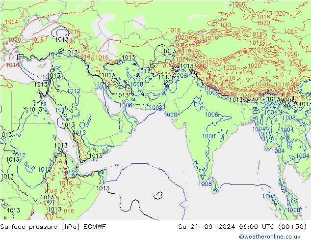 pression de l'air ECMWF sam 21.09.2024 06 UTC