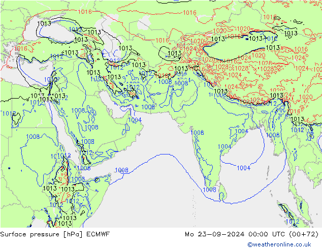 Surface pressure ECMWF Mo 23.09.2024 00 UTC