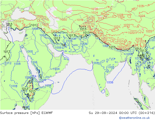 Atmosférický tlak ECMWF Ne 29.09.2024 00 UTC