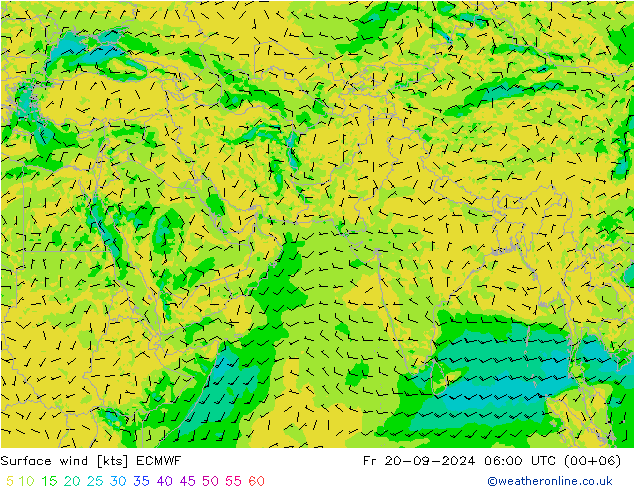 Rüzgar 10 m ECMWF Cu 20.09.2024 06 UTC