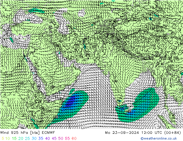 Wind 925 hPa ECMWF Mo 23.09.2024 12 UTC