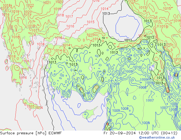 Presión superficial ECMWF vie 20.09.2024 12 UTC