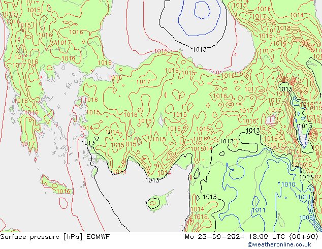 Pressione al suolo ECMWF lun 23.09.2024 18 UTC