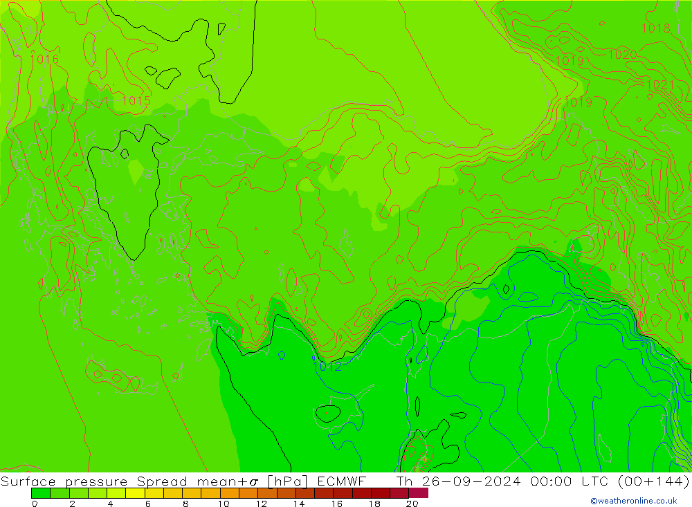 ciśnienie Spread ECMWF czw. 26.09.2024 00 UTC