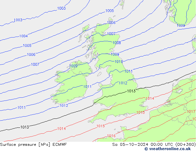 pressão do solo ECMWF Sáb 05.10.2024 00 UTC