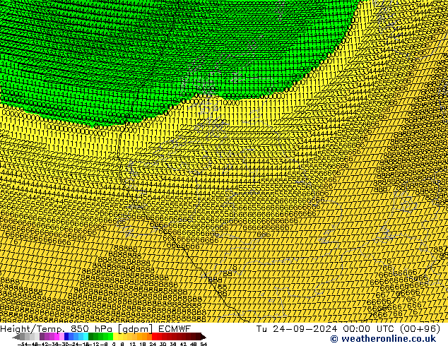 Height/Temp. 850 hPa ECMWF Tu 24.09.2024 00 UTC