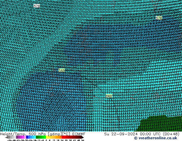 Height/Temp. 500 гПа ECMWF Вс 22.09.2024 00 UTC