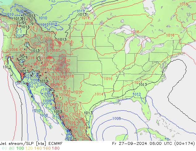 Jet Akımları/SLP ECMWF Cu 27.09.2024 06 UTC