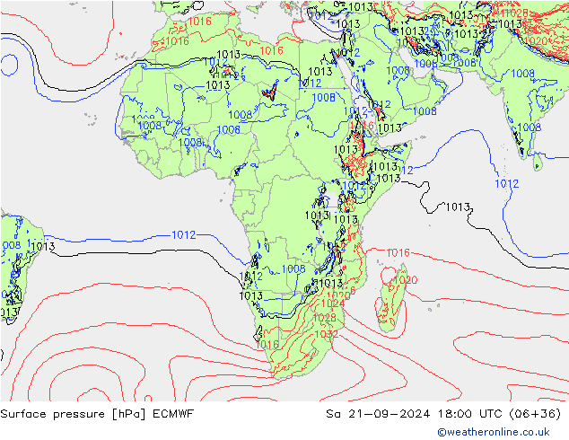 Pressione al suolo ECMWF sab 21.09.2024 18 UTC