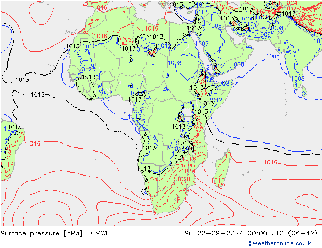 Surface pressure ECMWF Su 22.09.2024 00 UTC