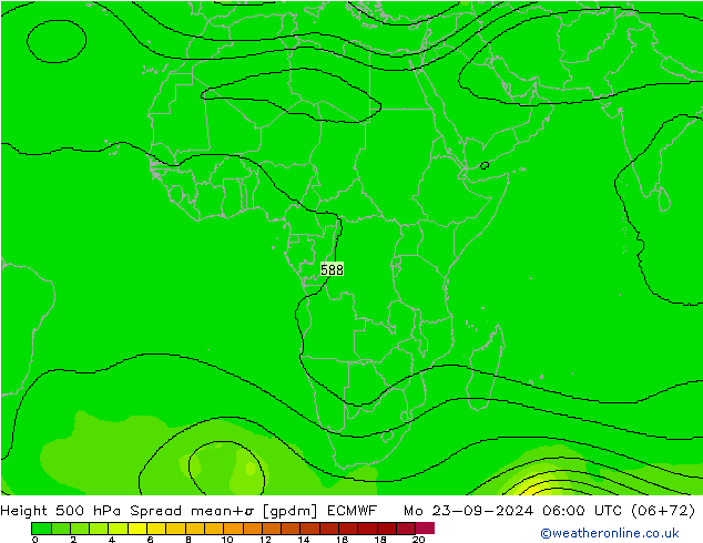 Geop. 500 hPa Spread ECMWF lun 23.09.2024 06 UTC