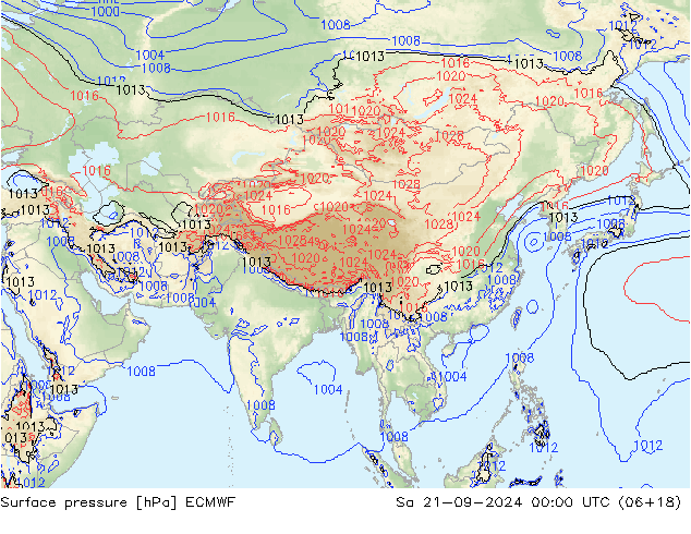 Surface pressure ECMWF Sa 21.09.2024 00 UTC