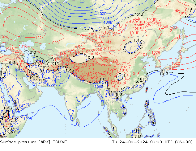 pressão do solo ECMWF Ter 24.09.2024 00 UTC