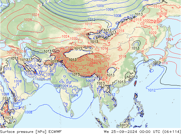 Yer basıncı ECMWF Çar 25.09.2024 00 UTC