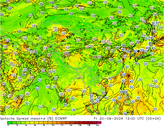 Isotachs Spread ECMWF Fr 20.09.2024 12 UTC