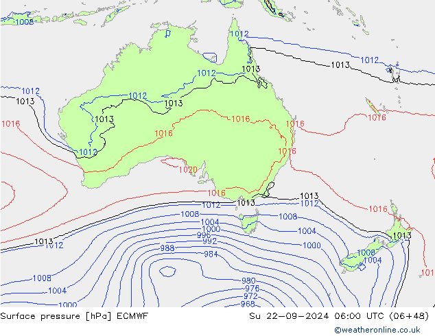 pressão do solo ECMWF Dom 22.09.2024 06 UTC