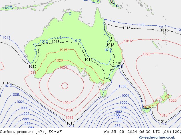 Luchtdruk (Grond) ECMWF wo 25.09.2024 06 UTC