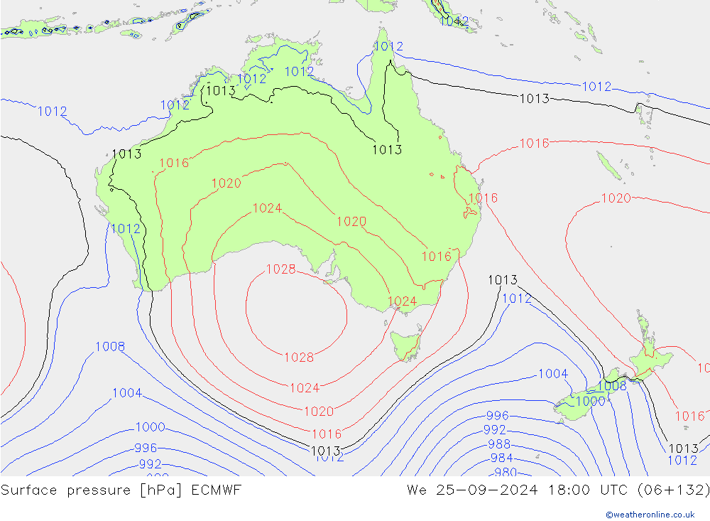 Yer basıncı ECMWF Çar 25.09.2024 18 UTC