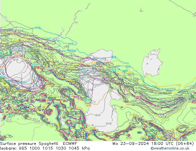 Pressione al suolo Spaghetti ECMWF lun 23.09.2024 18 UTC