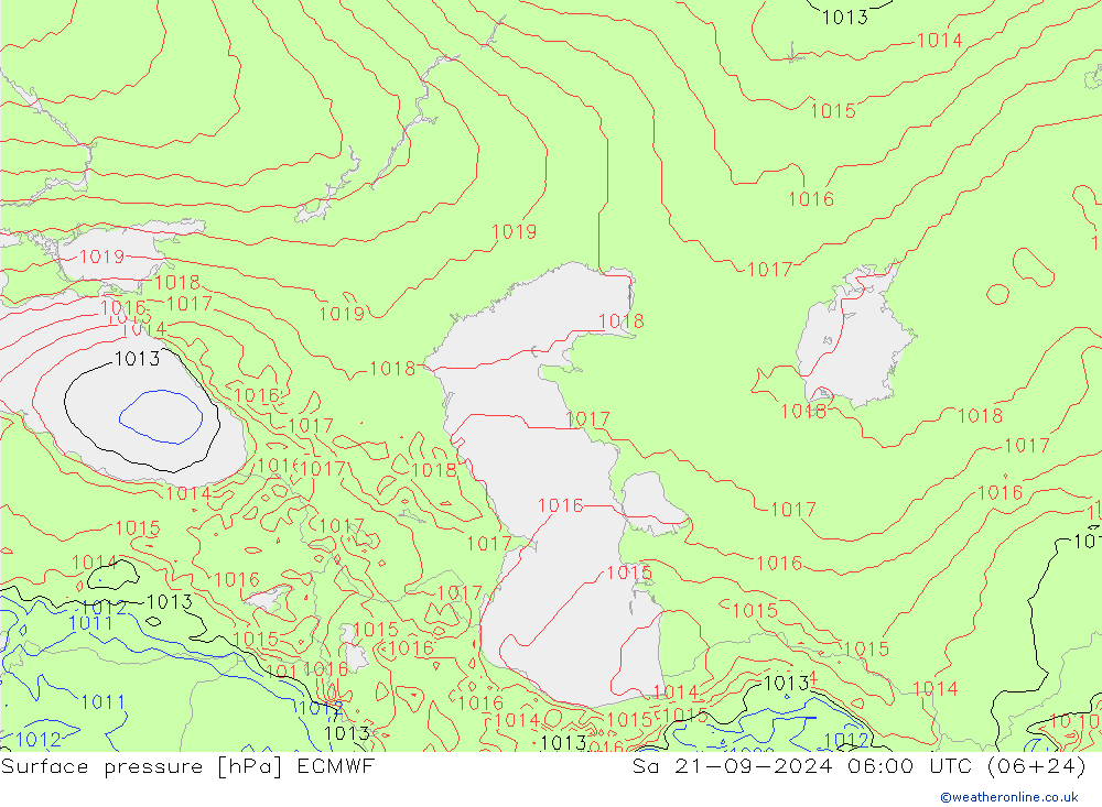 Surface pressure ECMWF Sa 21.09.2024 06 UTC