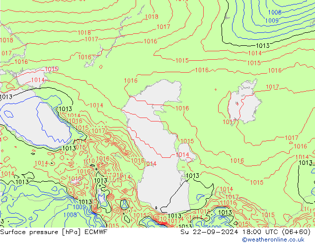 Luchtdruk (Grond) ECMWF zo 22.09.2024 18 UTC