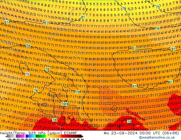 Height/Temp. 925 hPa ECMWF Po 23.09.2024 00 UTC