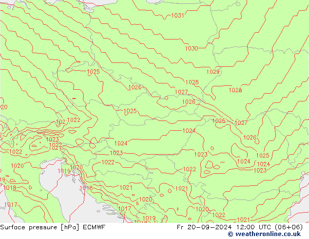 Atmosférický tlak ECMWF Pá 20.09.2024 12 UTC