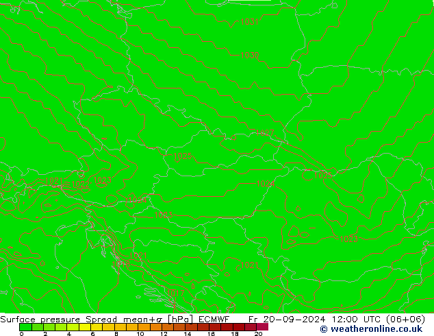 Surface pressure Spread ECMWF Fr 20.09.2024 12 UTC