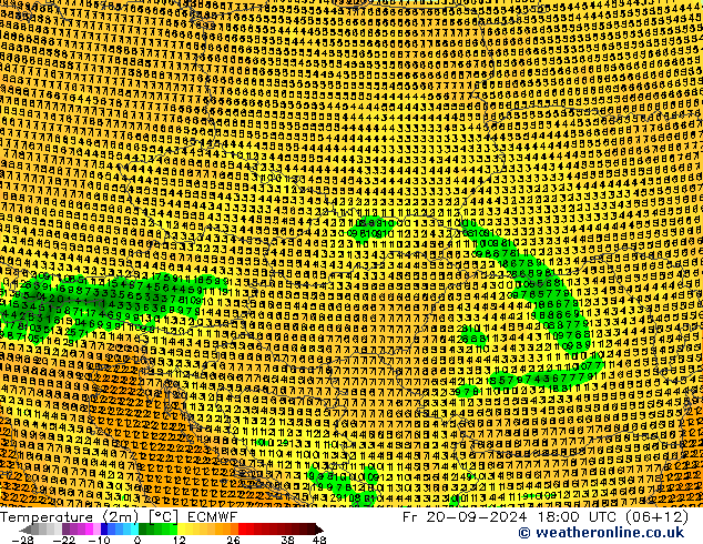 Temperatura (2m) ECMWF ven 20.09.2024 18 UTC